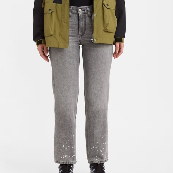 Levis Low Pro Straight Leg Grey Jeans Bleached Distressed NWT NEW​​ - Picture 13 of 13